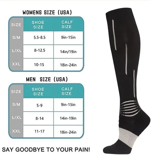 Vista 6 de YIFVTFCK Graduated Compression Socks for Women &Men 20-30mmHg Knee High Medical Support Socks for Edema,Varicose Veins