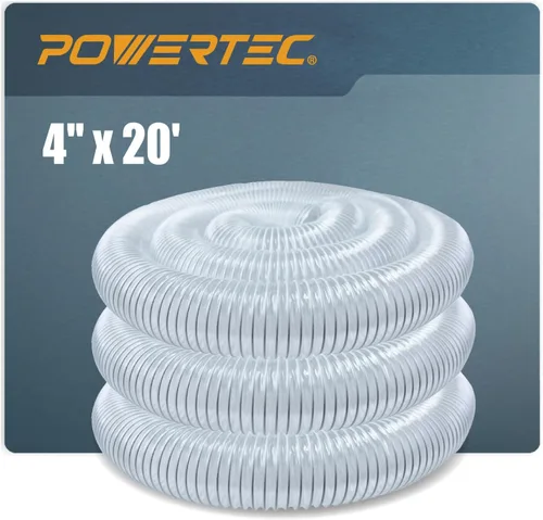 Vista 12 de POWERTEC Manguera de recolección de polvo de 4" x 5' con 2 abrazaderas de manguera de llave para sierra de mesa, sierra de cinta, cepilladora