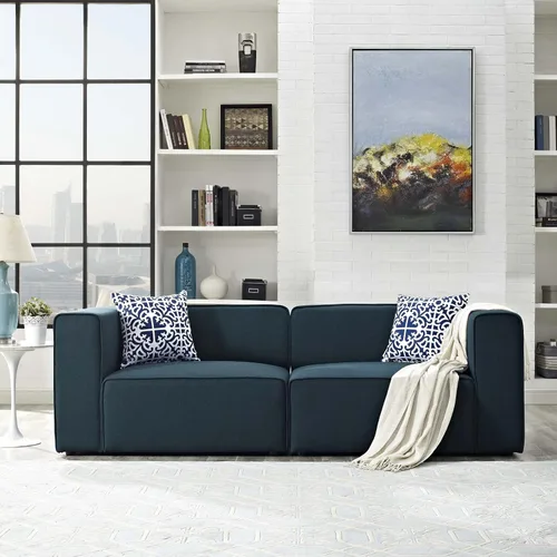 Vista 22 de Modway Mingle - Juego de sofá modular moderno y contemporáneo de 2 piezas, color verde azulado