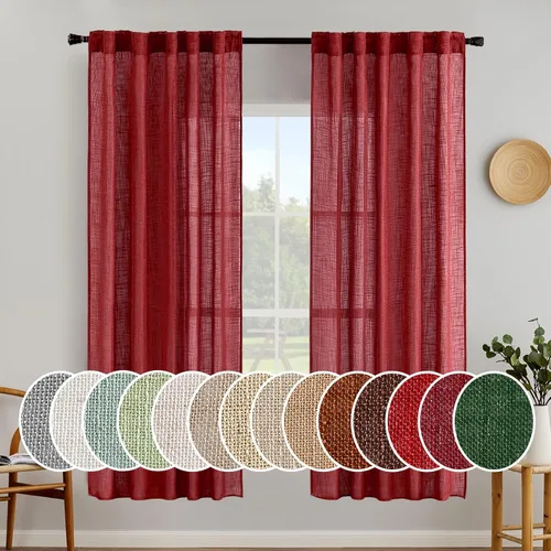 Vista 134 de MIULEE - Cortinas semitraslúcidas suaves y gruesas con textura de lino para cocina y ventana de baño, con trabilla trasera y bolsillo para Blanco