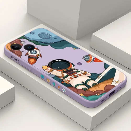 Vista 12 de LEECG Funda para iPhone 15 Pro, diseño creativo lateral de astronauta, silicona líquida, a prueba de golpes, suave, para iPhone 15 Pro, negro
