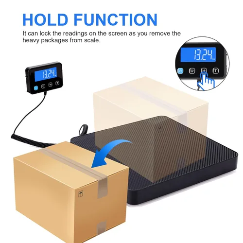 Vista 5 de Báscula de envío digital, 0.18 oz de alta precisión, 440 libras con funciones de sujeción y tara para paquetes/equipaje/hogar, superficie
