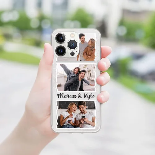 Vista 5 de CUBICER Fundas de teléfono personalizadas para parejas, texto transparente, a prueba de golpes, funda protectora de cumpleaños para mujeres Foto