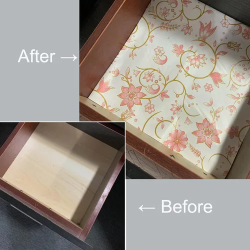 Vista 7 de Revestimiento autoadhesivo floral rosa para estantes, mesa extraíble, papel decorativo para espacios de trabajo, caja de almacenamiento de fotos