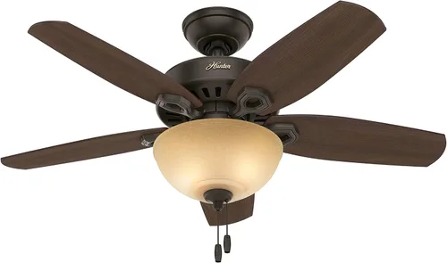 Vista 12 de Hunter Builder, ventilador de techo, para interiores, cadena de tracción, 42 pulgadas, níquel cepillado con luz LED, montaje estándar, 5