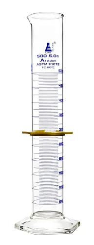 Vista 16 de Cilindro graduado, 33.8 fl oz - ASTM, tolerancia clase A ±3.0.0 fl oz - Collar protector, base hexagonal - Graduaciones azules - Vidrio