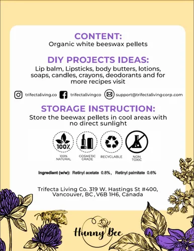 Vista 6 de Trifecta Living Co. Pellets de cera de abejas – 100% pura, cosmética y de grado alimenticio, triple filtrado – para fabricación de velas, bálsamo