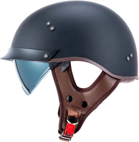 Vista 16 de VCOROS - Medio casco para motocicleta F07 de cara abierta, aprobado por DOT VCOROS Medio casco de motocicleta F07 de cara abierta aprobado por DOT