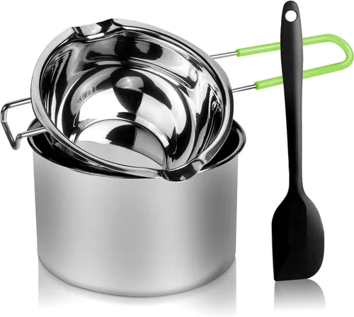 Vista 9 de Juego de olla doble de 1000ML con olla de acero inoxidable de 2200ML y espátula de silicona, juego de olla doble para derretir chocolate, caramelo