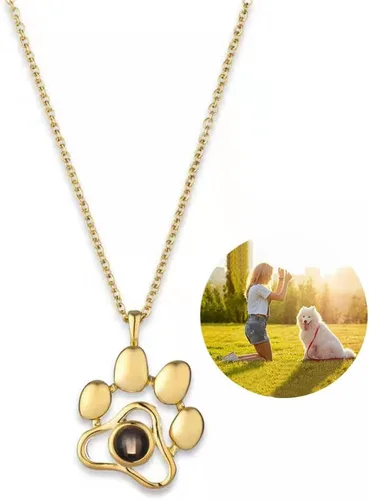 Vista 5 de Collar de proyección de imagen personalizado, collar de huella de perro y pata de gato, lindo animal de mascota, personalización de fotos