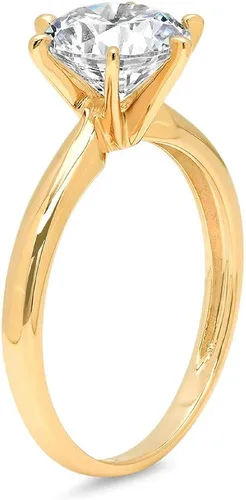 Vista 2 de Clara Pucci Anillo de boda de 2,0 quilates de corte redondo brillante VVS1 con piedra natal ideal sin conflictos con diamantes de imitación