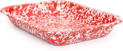 Vista 8 de Enamelware - Asador abierto pequeño, 11.5 x 9.25 pulgadas, salpicadura azul/blanca (individual)