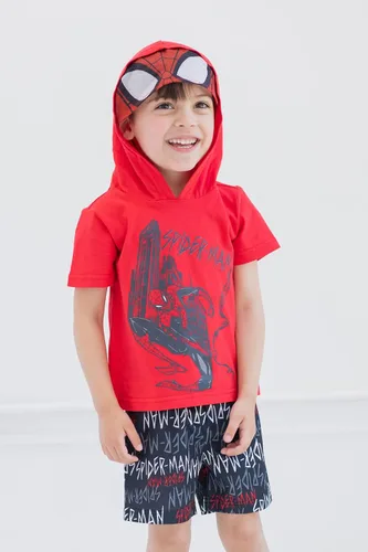 Vista 2 de Marvel Conjunto de camiseta de cosplay y pantalones cortos de malla de Spider-Man para niños pequeños y grandes