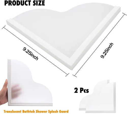 Vista 3 de Protector de salpicaduras de bañera extraíble, paquete de 2 protectores contra salpicaduras de agua para bañera, base de silicona y protectores