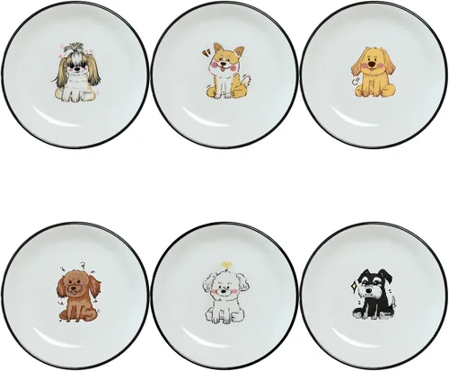 Vista 19 de SOCOSY Platos de cerámica súper lindos con animales de dibujos animados, platos de condimentos, pequeños tazones para alimentación de gatos, perros