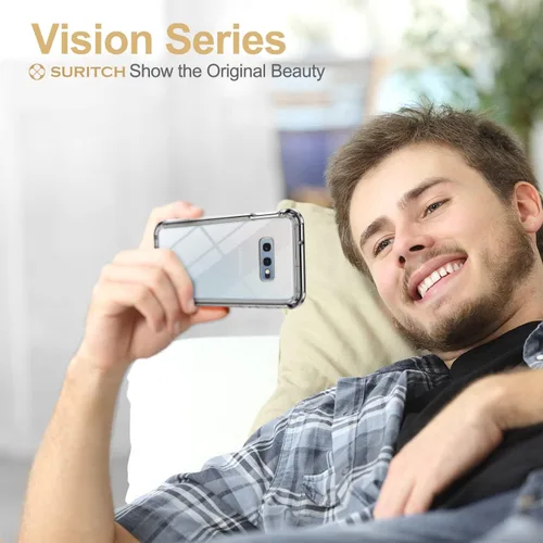 Vista 4 de SURITCH Funda transparente para Samsung Galaxy S10E (solamente) de 5.8 pulgadas, [protector de pantalla integrado] protección de cuerpo completo a