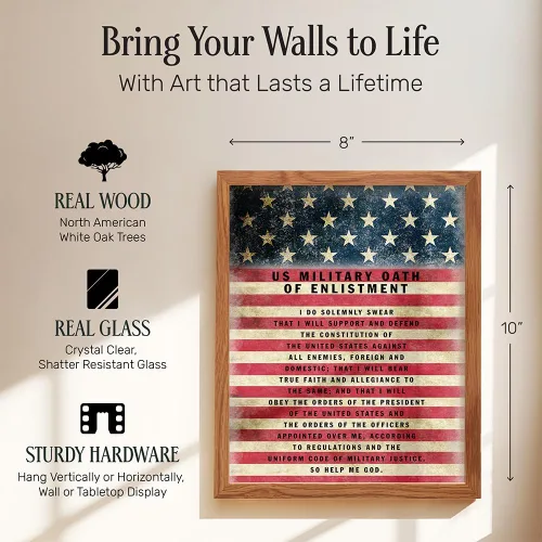 Vista 7 de Juramento Militar de Reclutamiento ENMARCADO - Arte de pared patriótico de la bandera americana, decoración - Regalo para soldados, ejército
