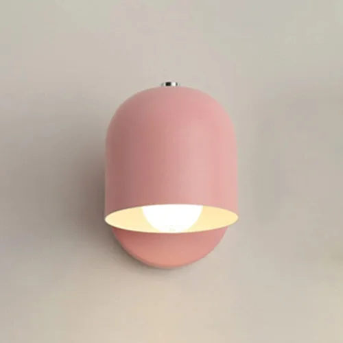 Vista 6 de LITFAD Lámpara de pared de cúpula moderna simplicidad macarrón de metal macarrón iluminación de pared LED para mesita de noche, sala de estar, Gris