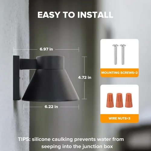 Vista 6 de UME Paquete de 2 lámparas de pared LED para exteriores, farol de pared al aire libre de anochecer a amanecer, accesorios de lámpara de pared Negro