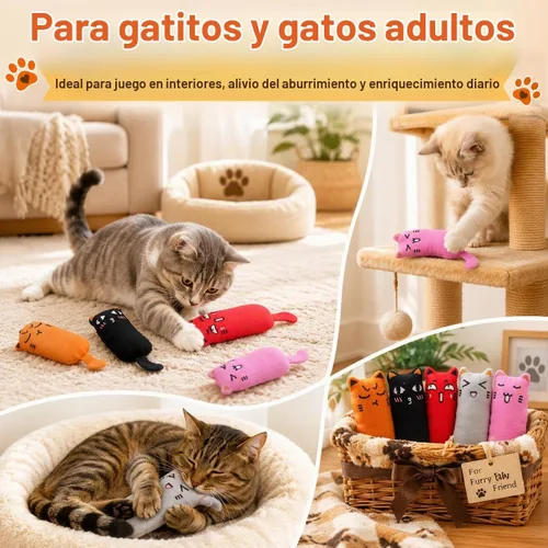 Vista 4 de Legendog - 5 piezas de juguete para gatos, masticable, resistente a mordeduras, diseño de gato, rellenos Varios