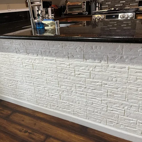 Vista 4 de Paneles de pared con patrón texturizado de ladrillo 3D, autoadhesivo, espuma de polietileno, impermeable, estilo moderno para sala de estar