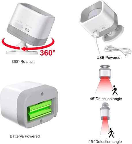 Vista 7 de Alarma inalámbrica para entrada – Sensor de movimiento, detector de movimiento de timbre de puerta, 58 melodías y rango de 500 pies, alerta