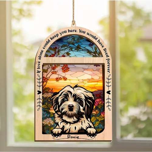 Vista 288 de LOVELYPOD Adorno de Navidad personalizado de sabueso afgano, atrapasoles con nombre, regalos de pérdida de mascotas, regalos para amantes