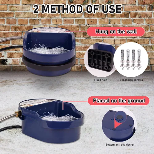 Vista 2 de Cuenco de agua automático para perros con calefacción para exteriores, razas grandes, llenado automático, tazón de agua con válvula flotante