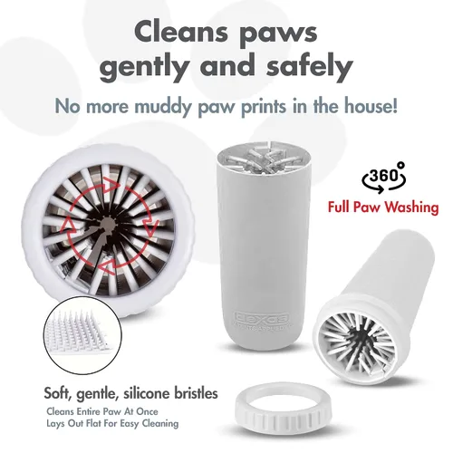 Vista 2 de Dexas MudBuster Limpiador portátil de patas para perros, grande, color blanco brillante, edición especial, suministros y accesorios de primera