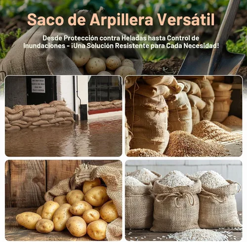 Vista 9 de MAQIHAN Bolsas de arpillera para plantas - 2 sacos grandes de arpillera