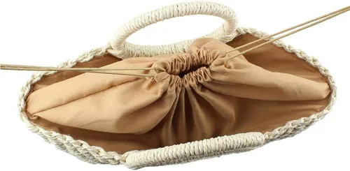 Vista 5 de Bolsa de paja para mujer bolsa de playa de paja de verano grande tejida redonda asa de mano Hobo Natural Rattan Travel Beige talla única