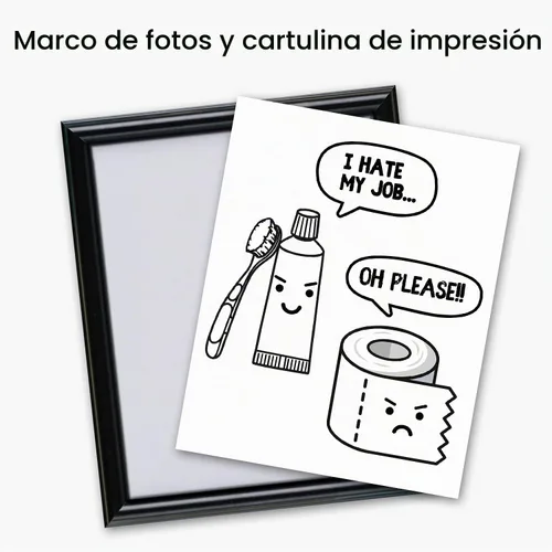 Vista 2 de Divertidas decoraciones e impresiones de baño, arte de pared, marco de 8 x 10 pulgadas