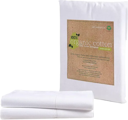 Vista 9 de Lane Linen - Juego de 2 fundas de almohada, 100% algodón orgánico, tamaño estándar, suaves, color blanco (20 x 26 pulgadas)