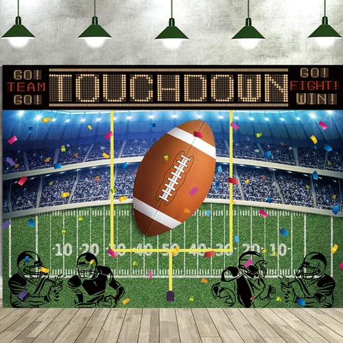 Vista 2 de Fondo de fútbol americano de 7 x 5 pies para fotografía de rugby y deportes para fiestas de fútbol americano, suministros de decoración de fiesta