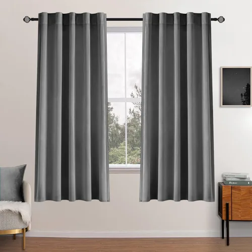 Vista 18 de MIULEE 2 paneles de cortinas de terciopelo negro de 63 pulgadas de largo, cortinas opacas de lujo para dormitorio, sala de estar, aislamiento