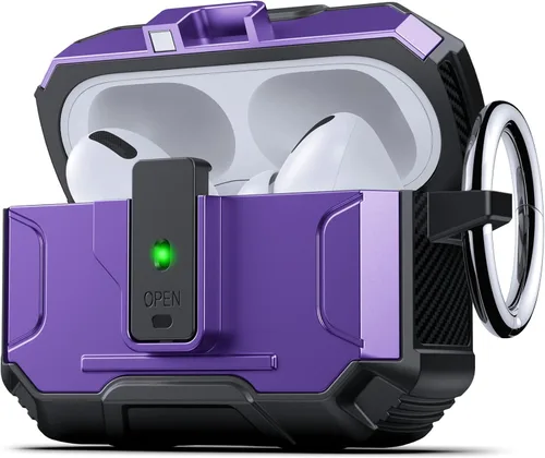Vista 44 de DASFOND - Funda de armadura para AirPods de 2ª y 1ª generación, carcasa de cuerpo completo de grado militar a prueba de golpes, soporte de carga