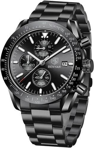 Vista 21 de BENYAR Reloj analógico de cuarzo cronógrafo impermeable luminoso de diseñador para hombre, reloj de pulsera para hombre, para negocios, trabajo