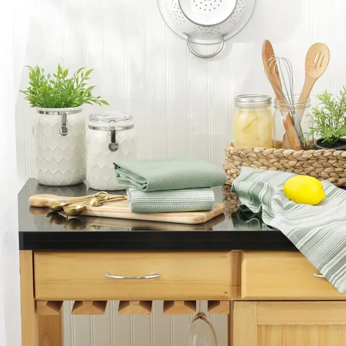 Vista 5 de DII Everyday Colección de toallas de cocina Urban Stripe, 20x30, verde alcachofa, 3 piezas