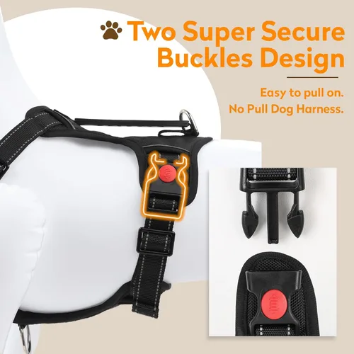 Vista 3 de Arnés para perro sin tirón con 2 clips de correa, chaleco reflectante ajustable y acolchado con asa, chaleco Oxford transpirable sin