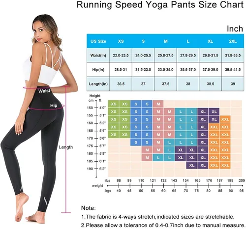 Vista 2 de Running Speed Pantalones de yoga de cintura alta con bolsillo para mujeres 4 vías de estiramiento de humedad que absorbe el entrenamiento Leggings