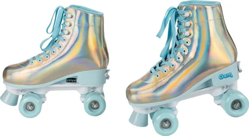 Vista 5 de GEM Patines cuádruples, color azul holográfico, talla 7-10