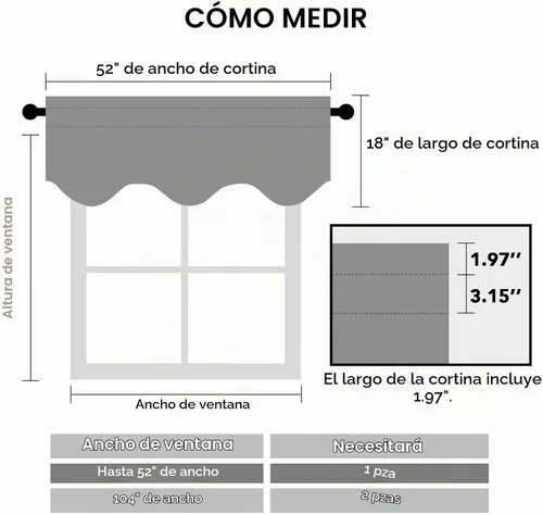 Vista 3 de H.VERSAILTEX - Cenefa de cortina opaca para ventanas de cocina, sala de estar/baño, para protección de la privacidad y decoración, con bolsillo