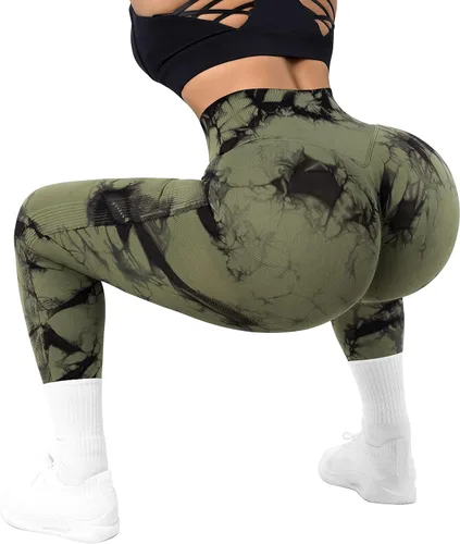 Vista 6 de OMKAGI - Leggings levanta glúteos para mujer, pantalones deportivos de yoga con diseño de tiro alto y sin costuras