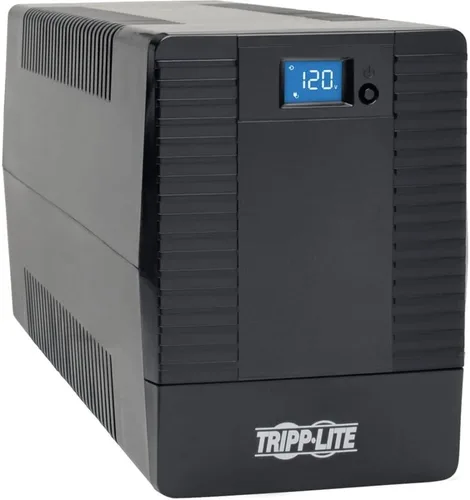 Vista 7 de Tripp Lite UPS de respaldo de batería de 650VA, 350W, para montaje en rack/torre, pantalla LCD, AVR, USB, DB9 (OMNI650LCD)