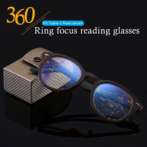 Vista 6 de Gafas de lectura multifocales progresivas de enfoque de anillo de 360 ° con bisagra de resorte, lentes presbípicos con bloqueo de luz azul