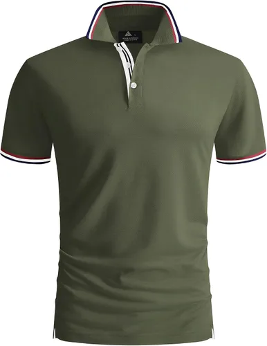 Vista 2 de SECOOD Polo para hombre que absorbe la humedad manga corta para tenis golf estilo casual
