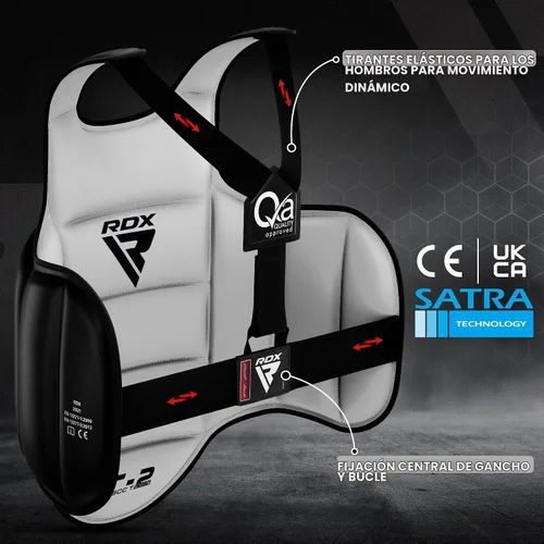 Vista 2 de RDX - Protector corporal reversible para boxeo, protector de pecho para kickboxing, MMA, Muay Thai, para entrenamiento de combate y golpes pesados