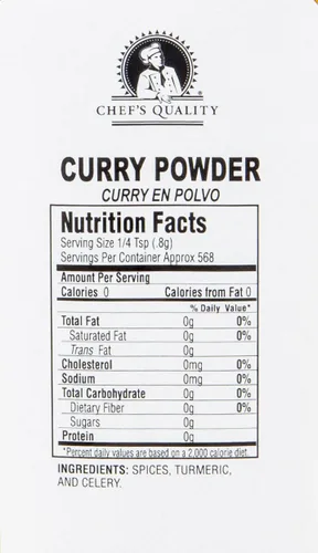 Vista 2 de Condimento en polvo de curry sin MSG añadido 1 libra - Calidad de chef, 16 oz