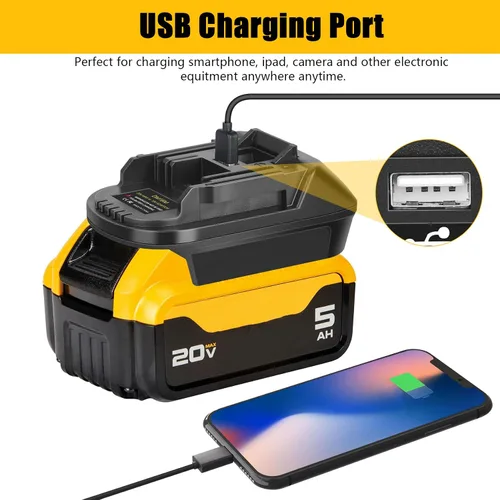 Vista 6 de Adaptador de batería convertidor DM18M para batería Dewalt 20V y Milwaukee