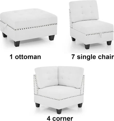 Vista 3 de ECLYL Juego de muebles seccionales de felpilla reversible con asiento de almacenamiento, sofá cama en forma de L con almacenamiento Ottman